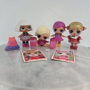 LOL Surprise Glitter Series Dolls Lot Cheer Captain Cozy Babe Accessories Cards